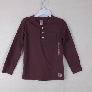 OshKosh Long Sleeve Cotton Henley Tee Boys Size 6 in Burgundy‎
